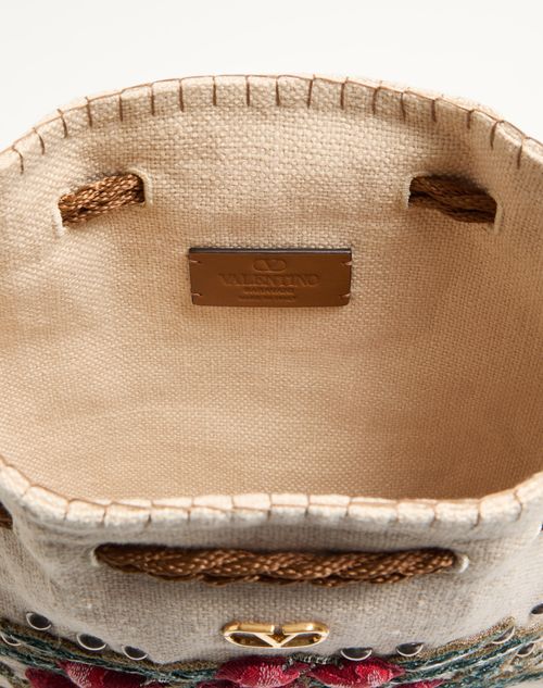 Valentino Garavani - Valentino Garavani Nellcôte Alice Embroidered Bag With Fringes - Natural/multicolour - Woman - Shoulder Bags